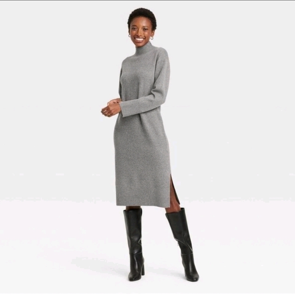 A New Day Gray Long Sleeve Sweater Dress